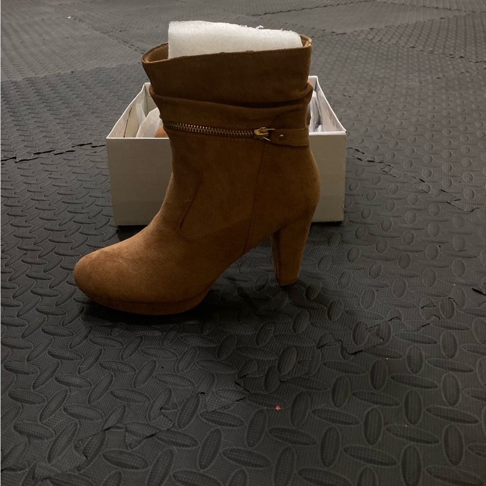 Alegria Brown Heeled Boots with Side Zipper